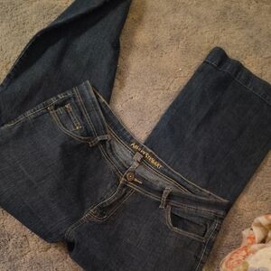 Ashley Stewart Dark Blue Straight Wide Leg Jeans Size 18